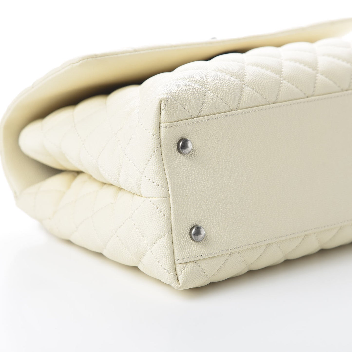 Caviar Lizard Quilted Medium Coco Handle Flap White