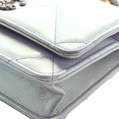 Chanel Iridescent Calfskin Quilted Chanel 19 Wallet On Chain WOC Light Purple 12 of 18