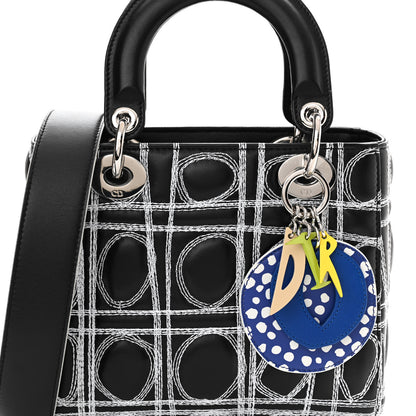 Christian Dior X Daniel Gordxon Lambskin Embroidered Small Lady Dior Art Black White 8 of 10