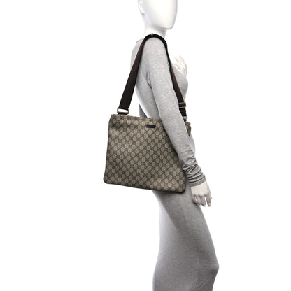 Gucci GG Supreme Monogram Medium Flat Messenger Bag Dark Brown 2 of 10