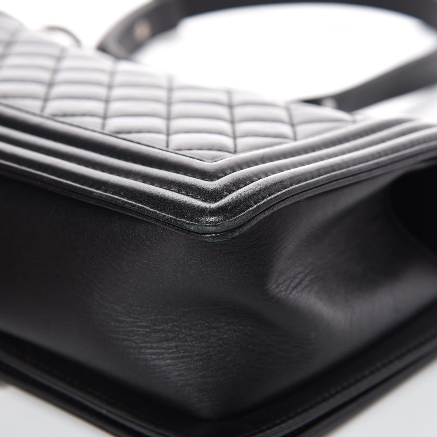 Metallic Calfskin Quilted Medium Boy Flap Black
