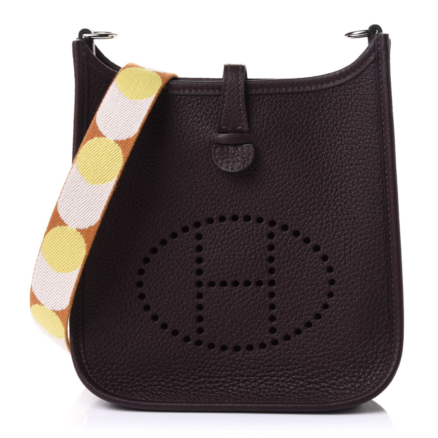 Hermes Taurillon Clemence Flipperball Sangle Evelyne TPM Rouge Sellier Caramel Nata Gold 1 of 10