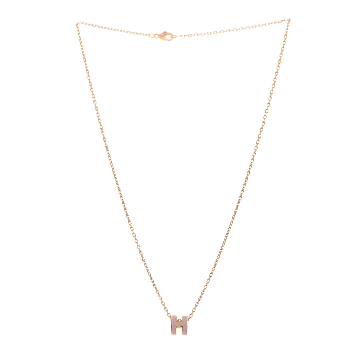 Lacquered Rose Gold Mini Pop H Pendant Necklace Rose Dragee