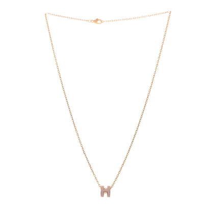 Hermes Lacquered Rose Gold Mini Pop H Pendant Necklace Rose Dragee 2 of 5