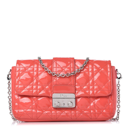 Christian Dior Patent Cannage New Lock Pouch Coral 1 of 9