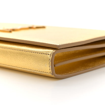 Saint Laurent Metallic Calfskin Monogram Chain Wallet Gold 9 of 10