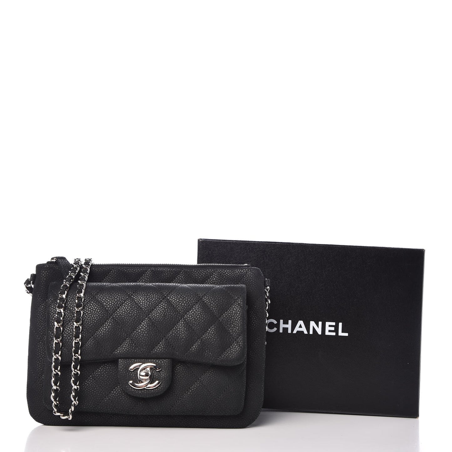 Iridescent Caviar Quilted Daily Zip Crossbody Bag Black