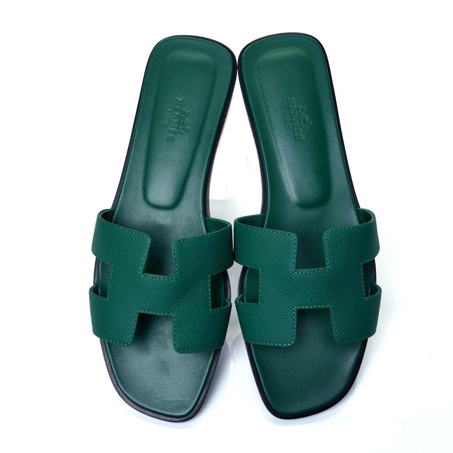 Hermes Epsom Oran Sandals 39 Malachite 5 of 9