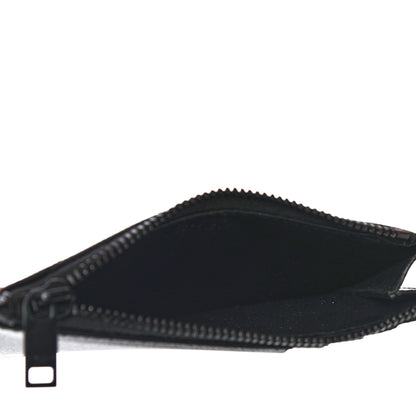Saint Laurent Grain De Poudre Matelasse Chevron Monogram Fragments Zippered Card Case Black 6 of 13