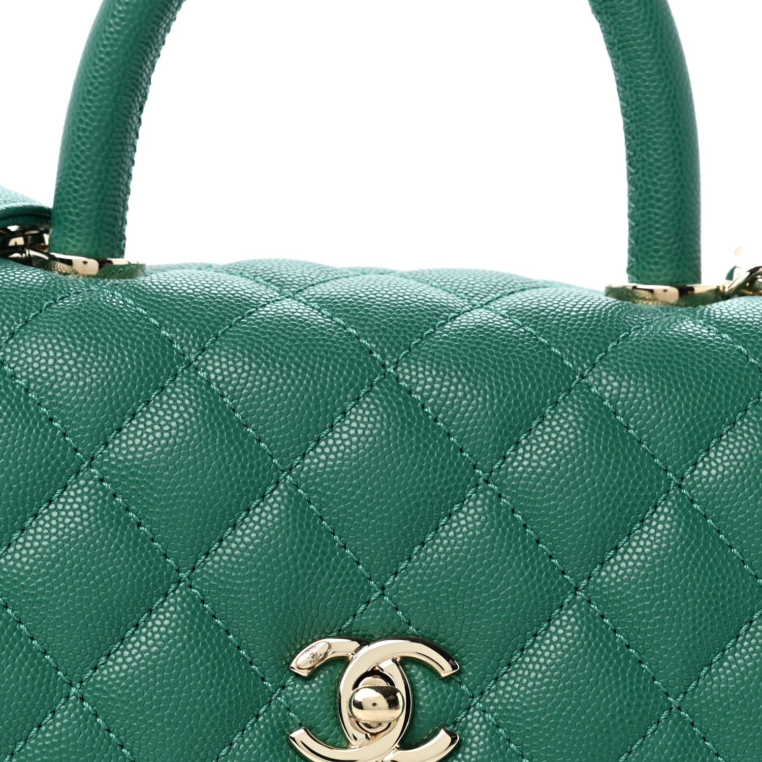 Chanel Caviar Quilted Mini Coco Handle Flap Green 8 of 12