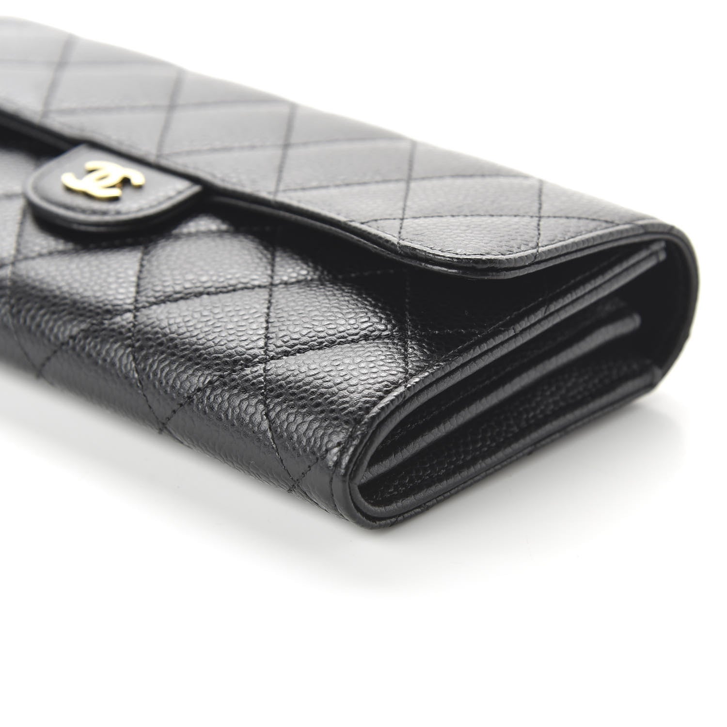 Chanel Caviar Quilted Large Gusset Flap Wallet Black 7 of 11