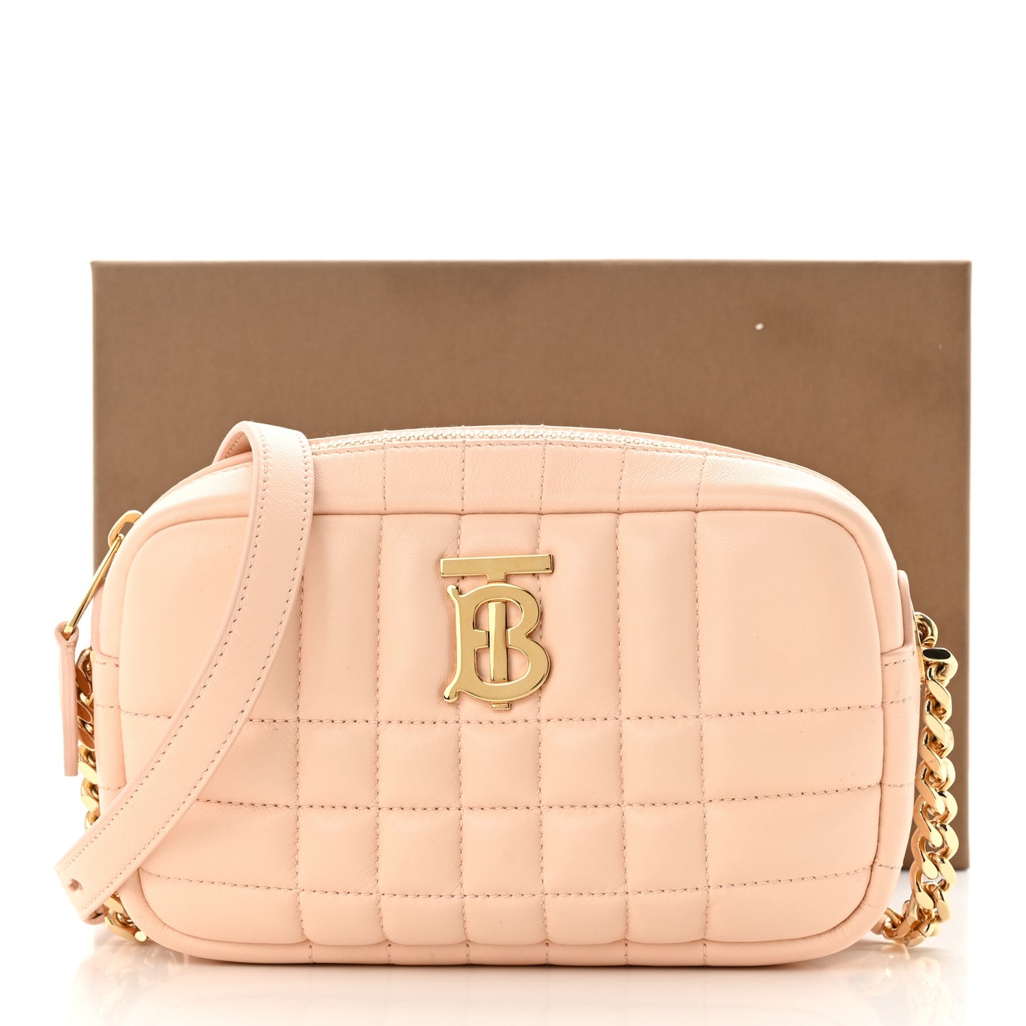 Lambskin Quilted Mini Lola Camera Bag Peach