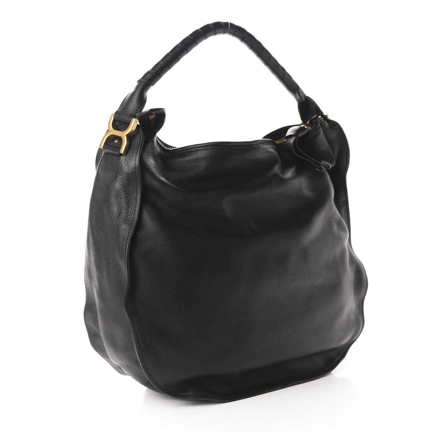 Calfskin Large Braided Marcie Hobo Black