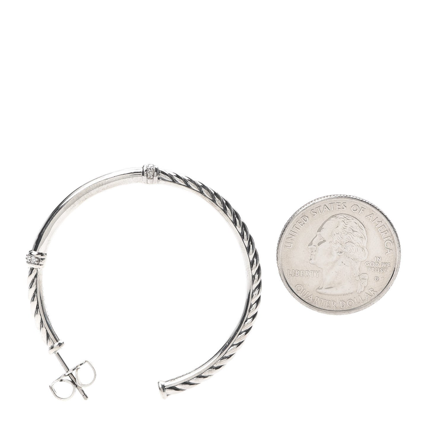 Sterling Silver Diamond Large Metro Hoop Earrings