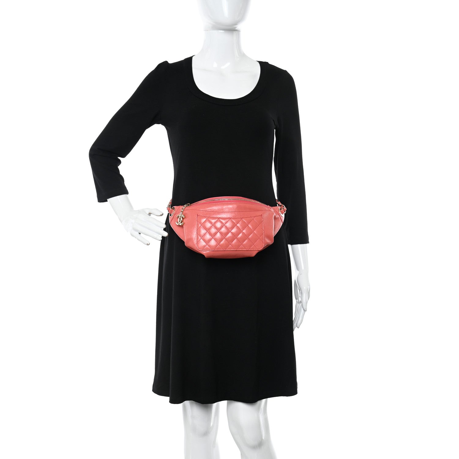 Chanel Crumpled Lambskin Quilted Bi Waist Bag Fanny Pack Pink 2 of 10