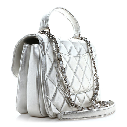 Chanel Metallic Lambskin Quilted Small Trendy CC Flap Dual Handle Bag Silver Silver 3 of 11