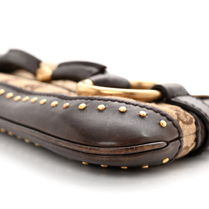 Gucci Monogram Studded Small Horsebit Clutch Dark Brown 10 of 17