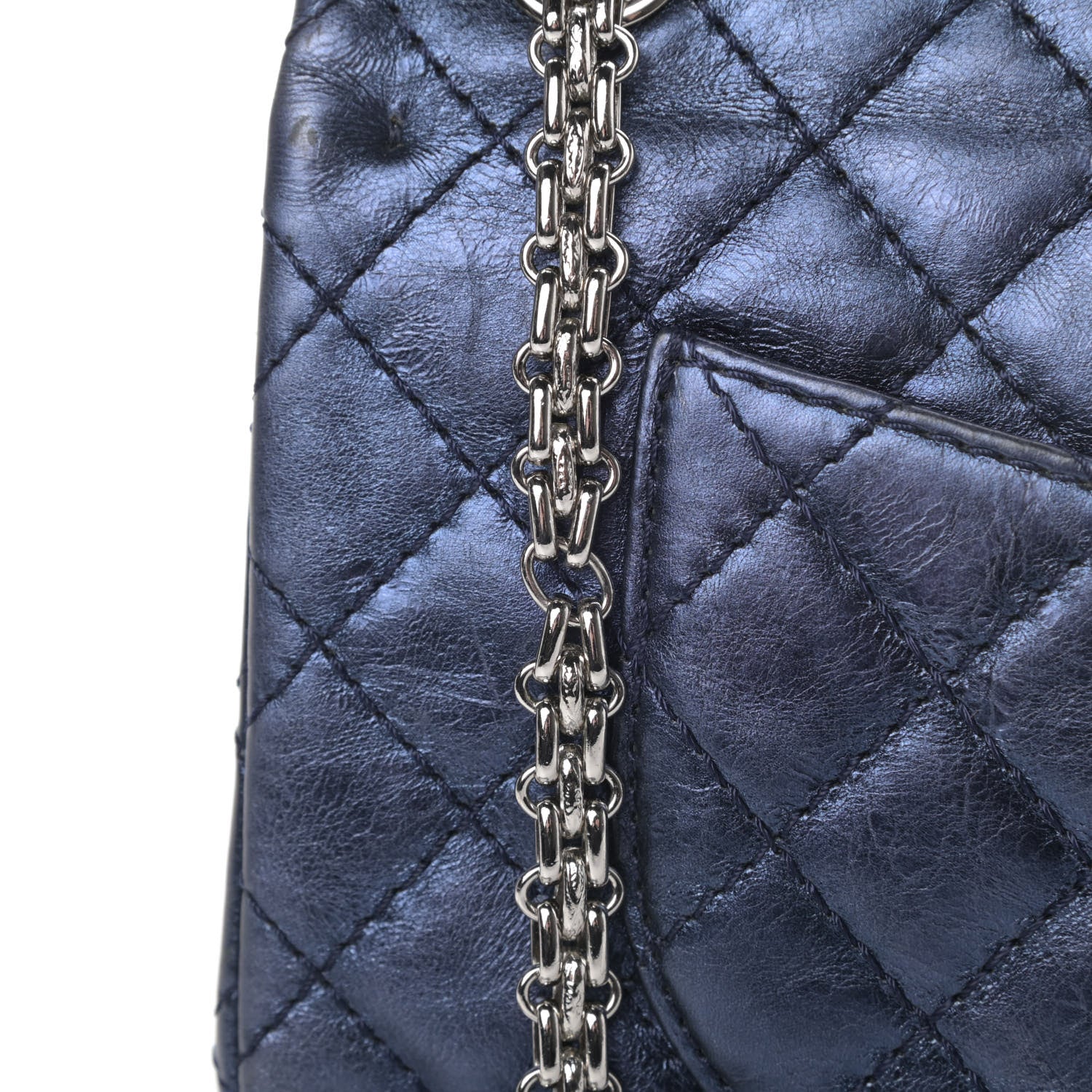 Chanel Metallic Aged Calfskin Quilted 2.55 Reissue 225 Flap Blue 14 of 15