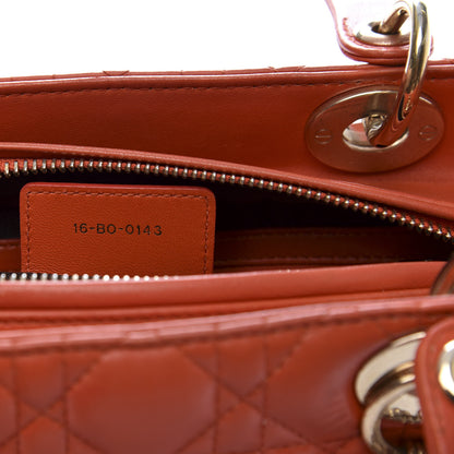 Christian Dior Lambskin Cannage Medium Lady Dior Orange 9 of 17