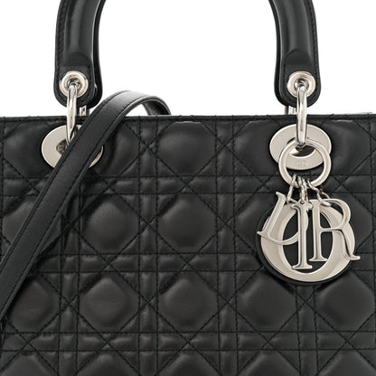 Christian Dior Lambskin Cannage Medium Lady Dior Black 8 of 10