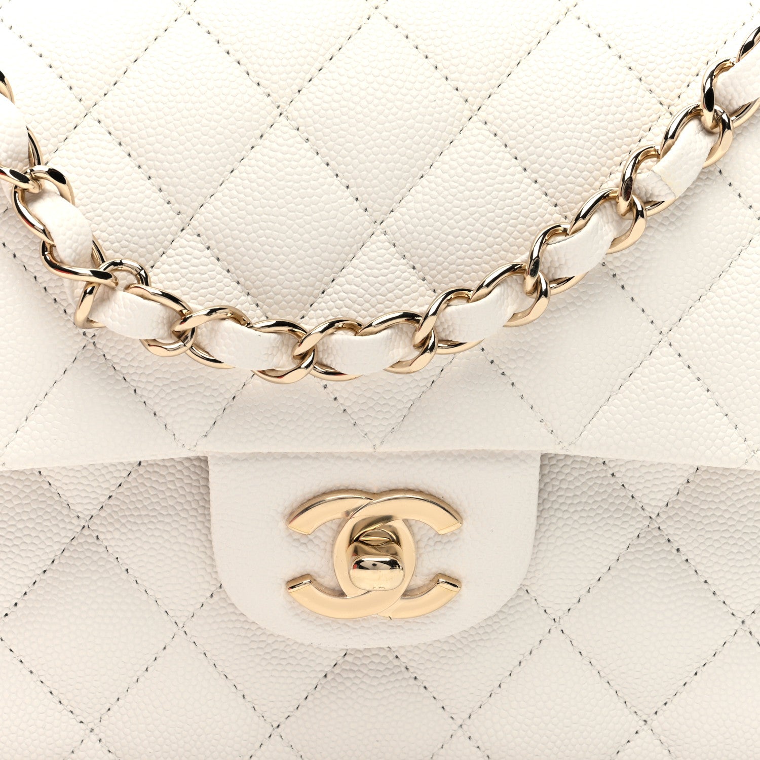 Chanel Caviar Quilted Small Double Flap White 8 of 10