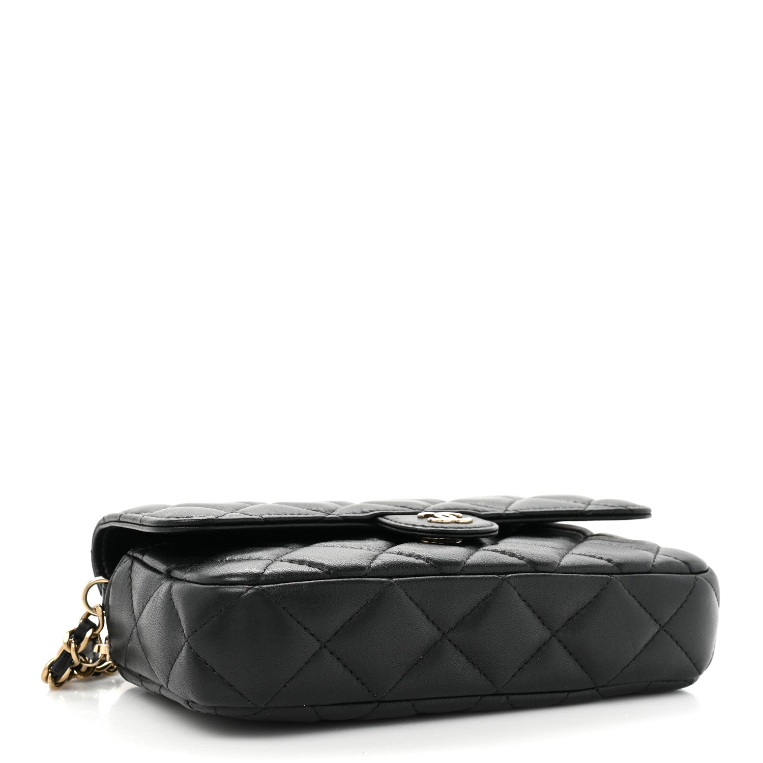 Chanel Lambskin Quilted Flap Phone Holder With Chain Black 4 of 11