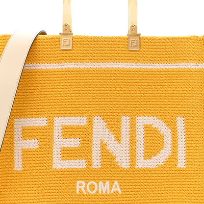 Fendi Crochet Vitello King Logo Plexiglass Medium Fendi Sunshine Shopper Tote Mimosa Panna 8 of 13