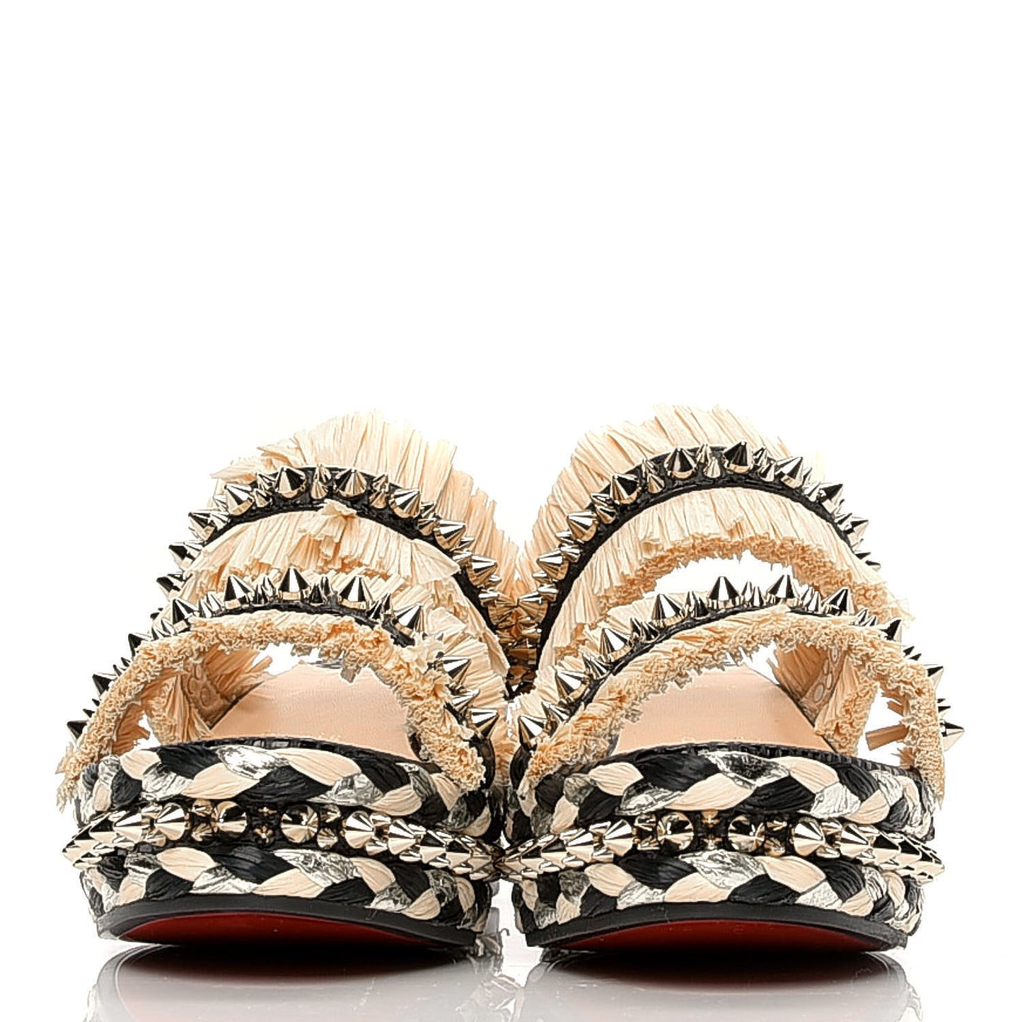 Jurassic Calfskin Rafia Voltinoudou 60 Spike Flatform Sandals 39 Black Savane