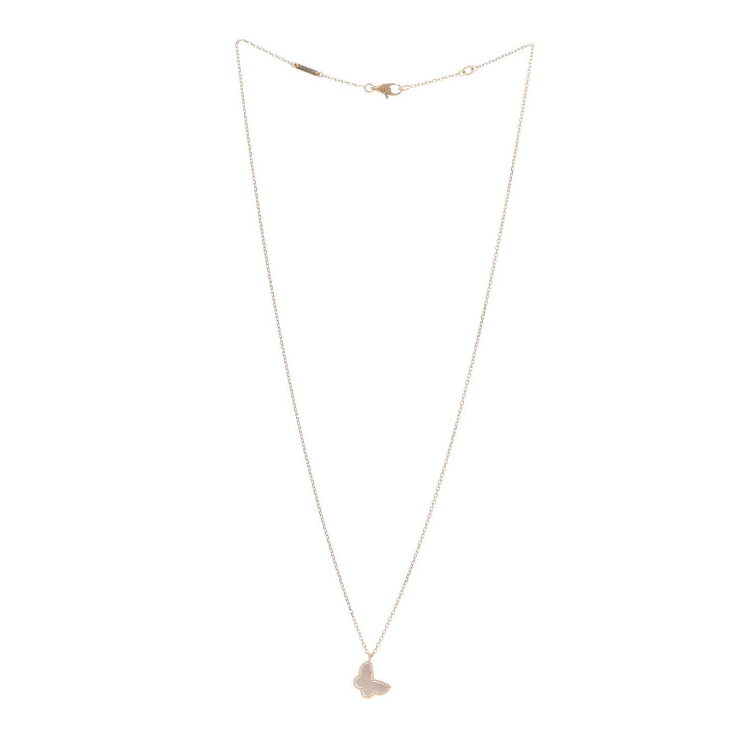 18K Yellow Gold Mother of Pearl Sweet Alhambra Butterfly Pendant Necklace