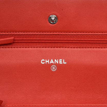 Chanel Patent Quilted Wallet On Chain WOC Red 6 of 10