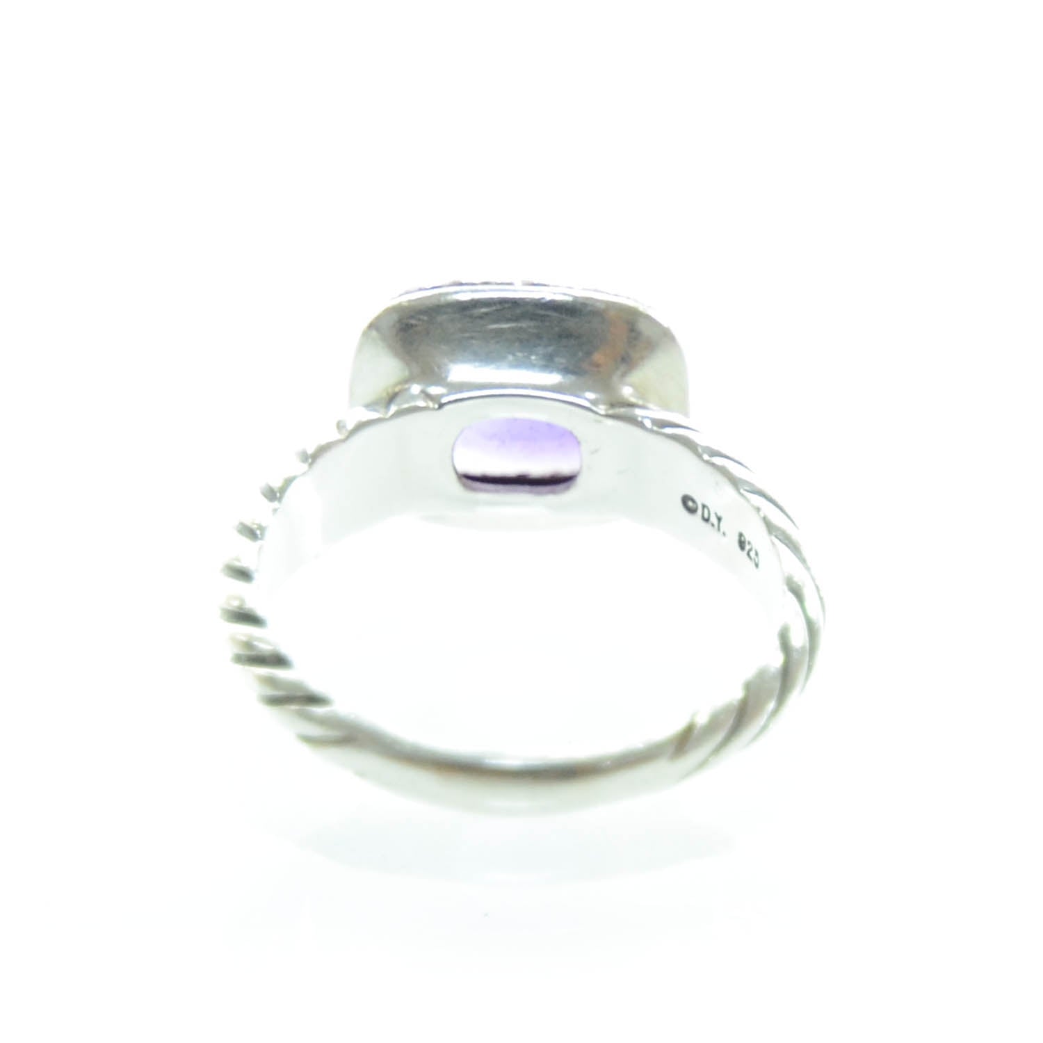 David Yurman Sterling Silver Diamond Amethyst 10mm Noblesse Ring 56 7.5 3 of 4