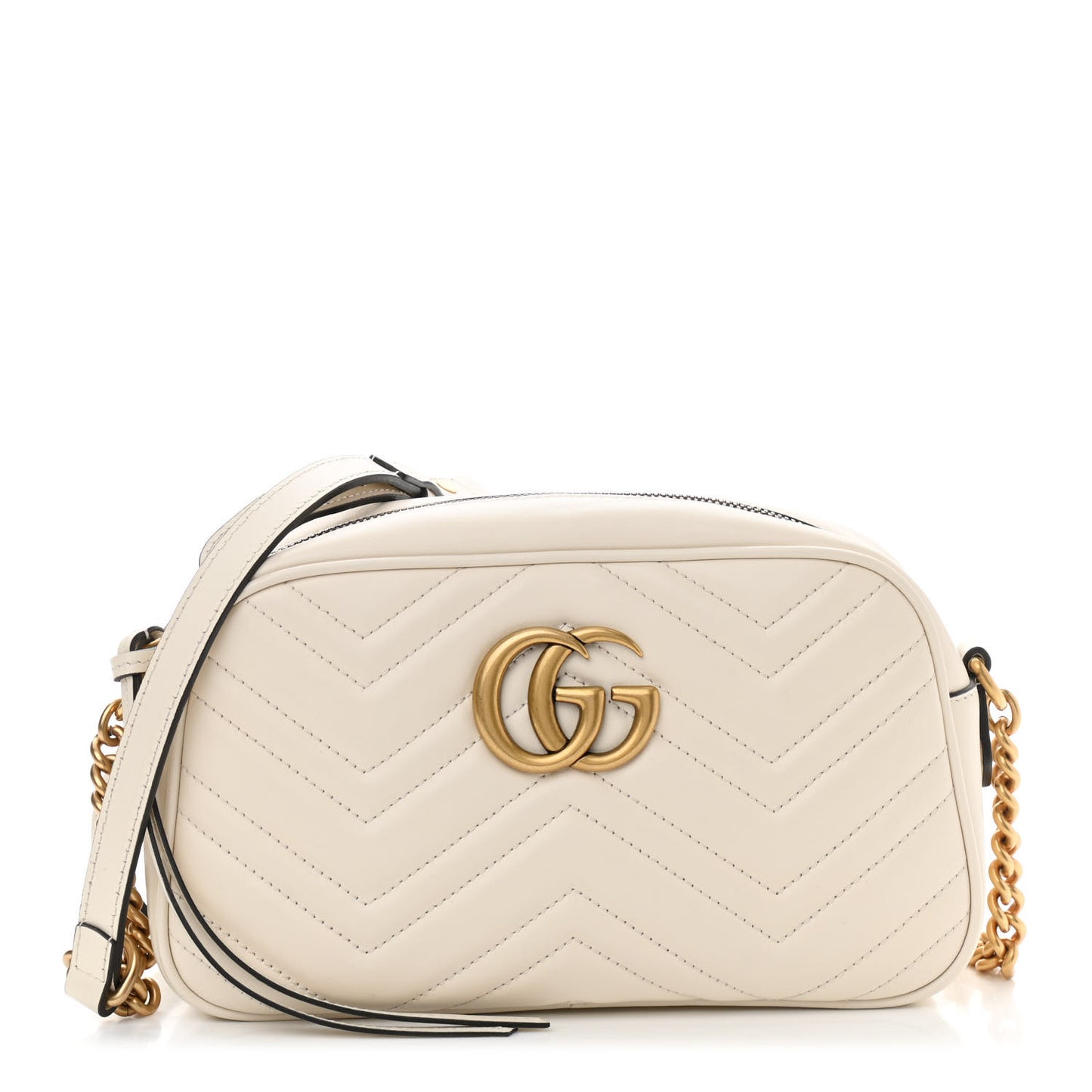 Calfskin Matelasse Small GG Marmont Chain Shoulder Bag White