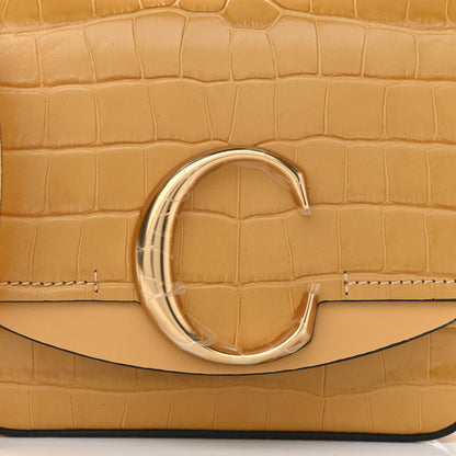 Chloe Calfskin Crocodile Embossed Mini C Double Carry Honey Gold 7 of 9