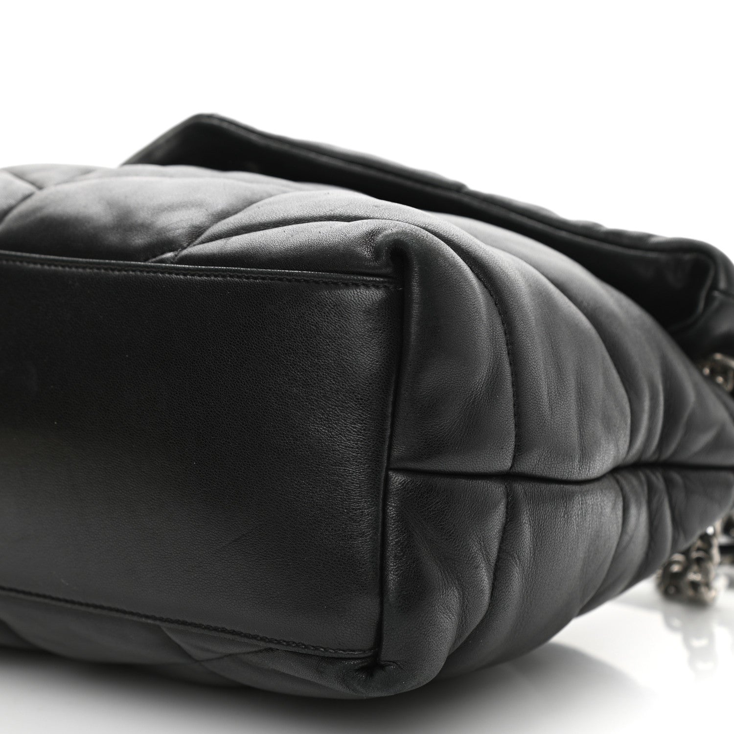 Saint Laurent Lambskin Quilted Medium Loulou Puffer Monogram Chain Satchel Black 9 of 12