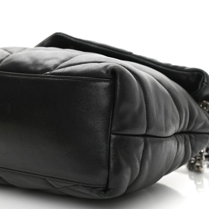 Saint Laurent Lambskin Quilted Medium Loulou Puffer Monogram Chain Satchel Black 9 of 12
