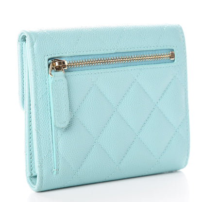 Chanel Caviar Quilted Compact Flap Wallet Light Blue 3 of 11