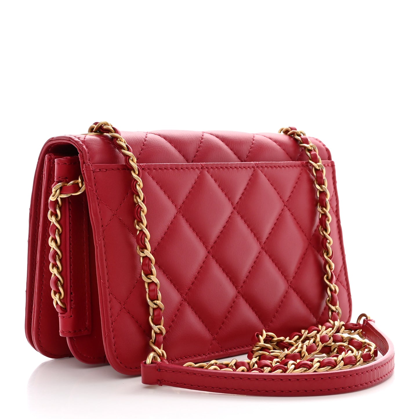 Calfskin Quilted Everyday Chic Single Flap Red