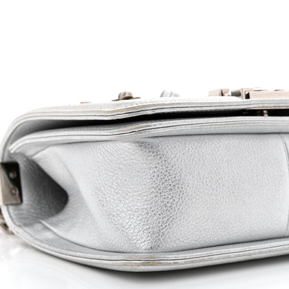 Chanel Metallic Calfskin Camellia Quilted Small Boy Flap Silver 9 of 10