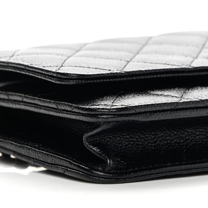 Chanel Shiny Caviar Quilted Chain Melody Wallet On Chain WOC Black 18 of 25