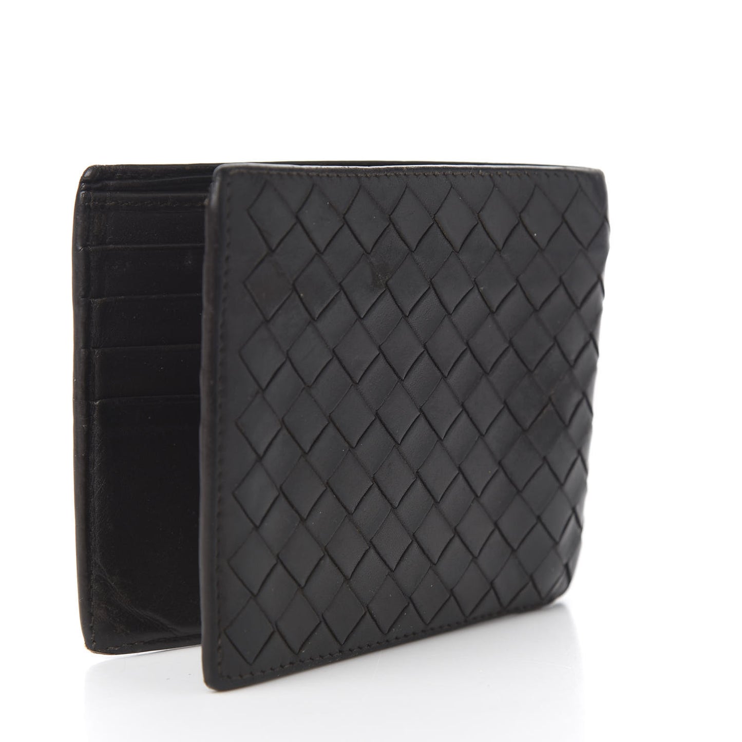 Nappa Intrecciato Bi-Fold Wallet Ebano