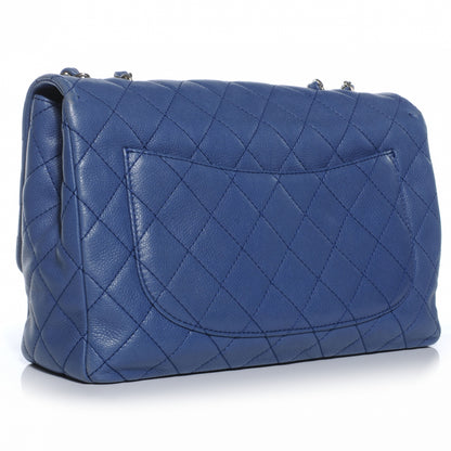 Chanel Washed Caviar Jumbo Double Flap Blue 3 of 7