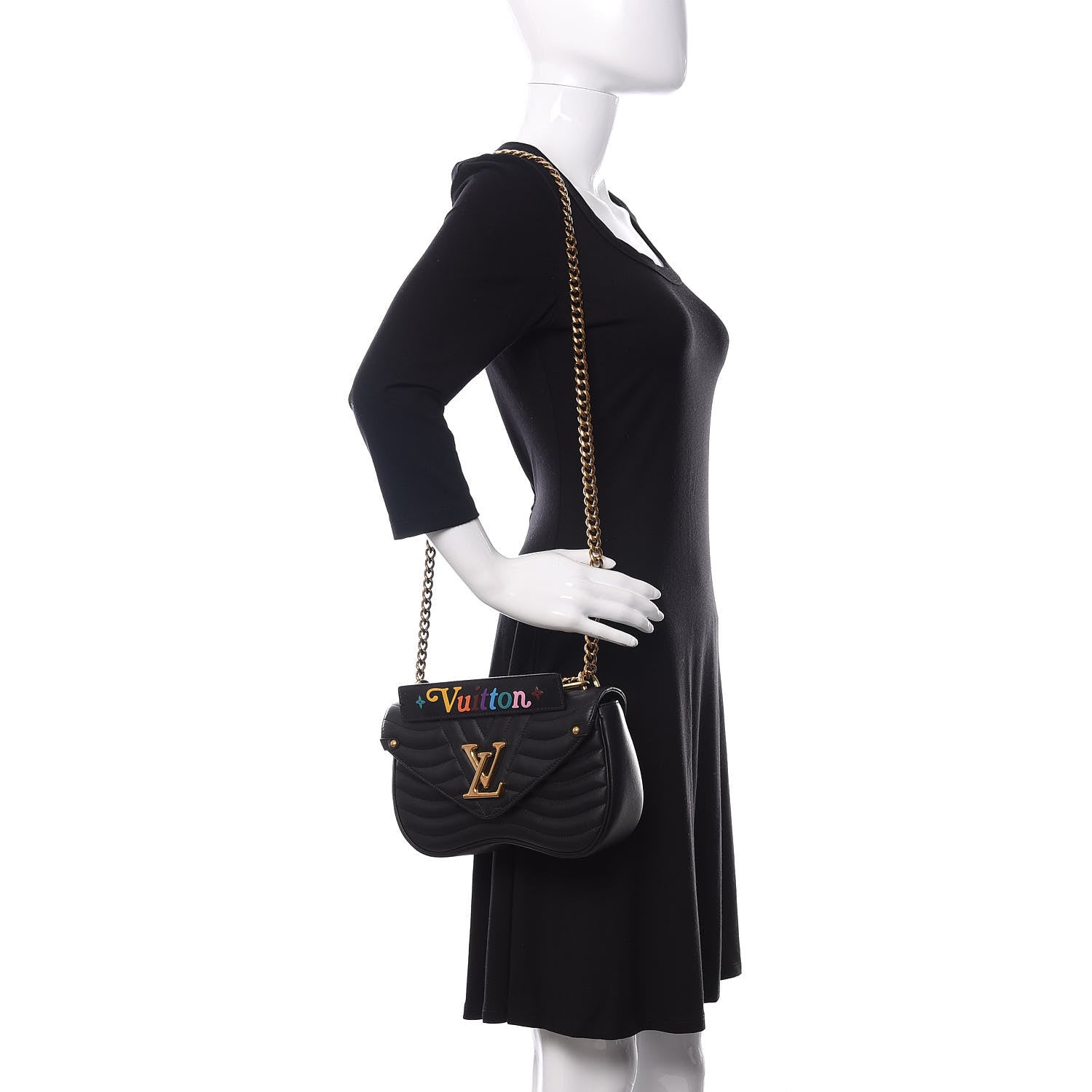 Louis Vuitton Calfskin New Wave Chain MM Black 2 of 9
