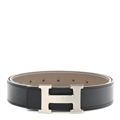 Hermes Box Togo 32mm H Belt 85 Black Etoupe 1 of 6