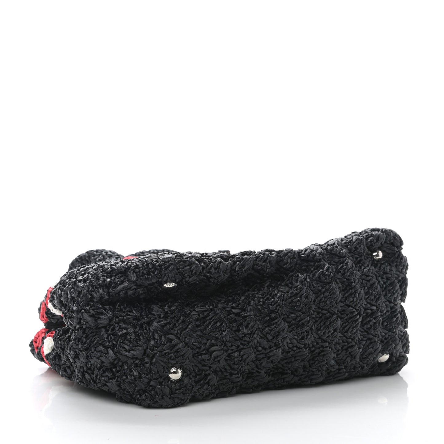 Raffia Crochet Giardiniera Tote Black