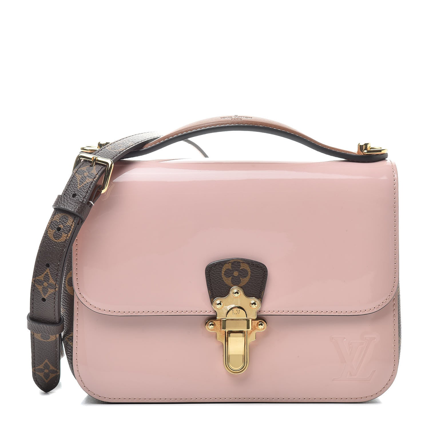 Louis Vuitton Patent Calfskin Monogram Cherrywood BB Rose Ballerine 1 of 12