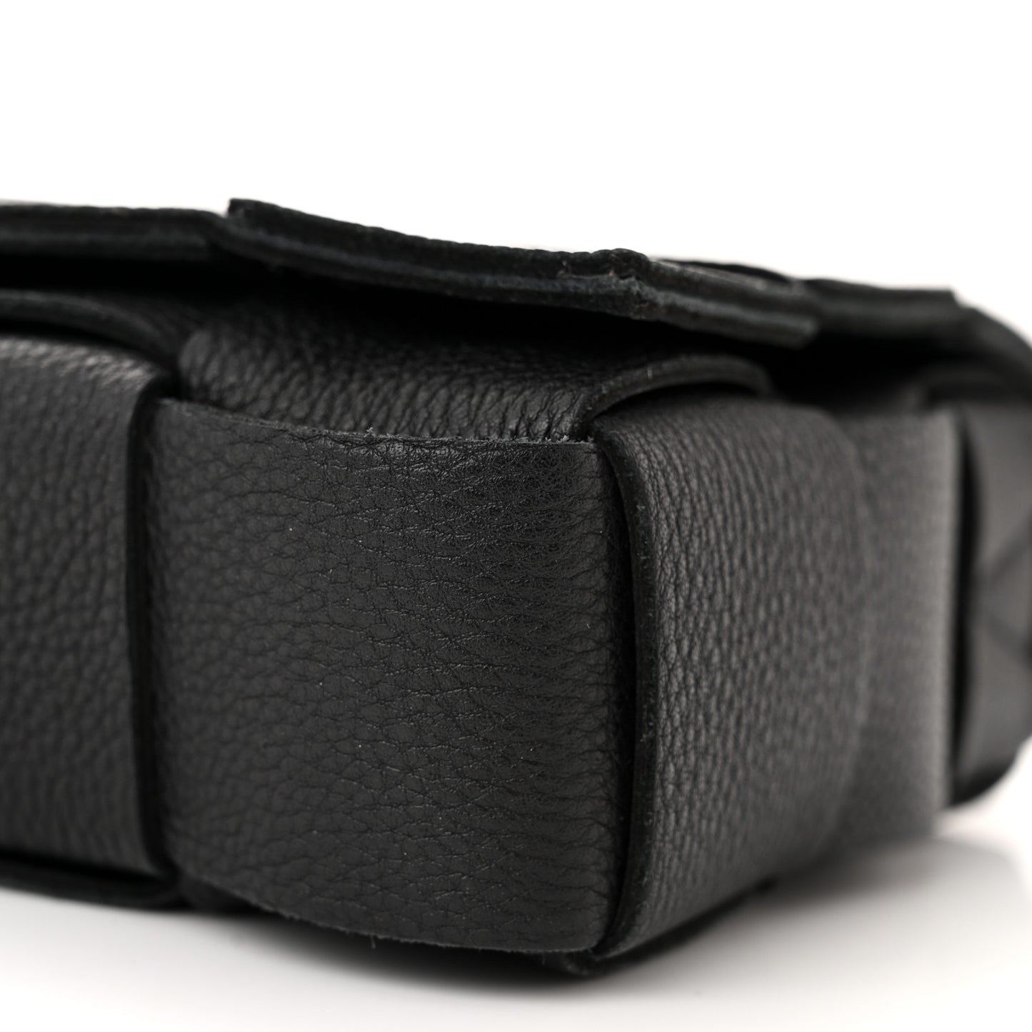 Grained Calfskin Maxi Intrecciato Cassette Crossbody Bag Black