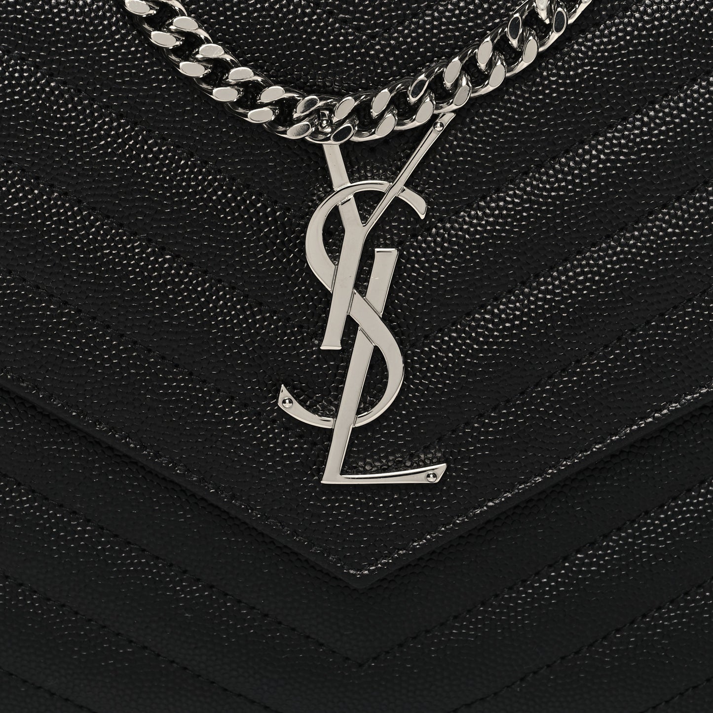 Grain De Poudre Matelasse Chevron Monogram Chain Wallet Black