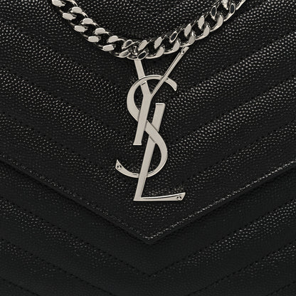 Saint Laurent Grain De Poudre Matelasse Chevron Monogram Chain Wallet Black 8 of 11