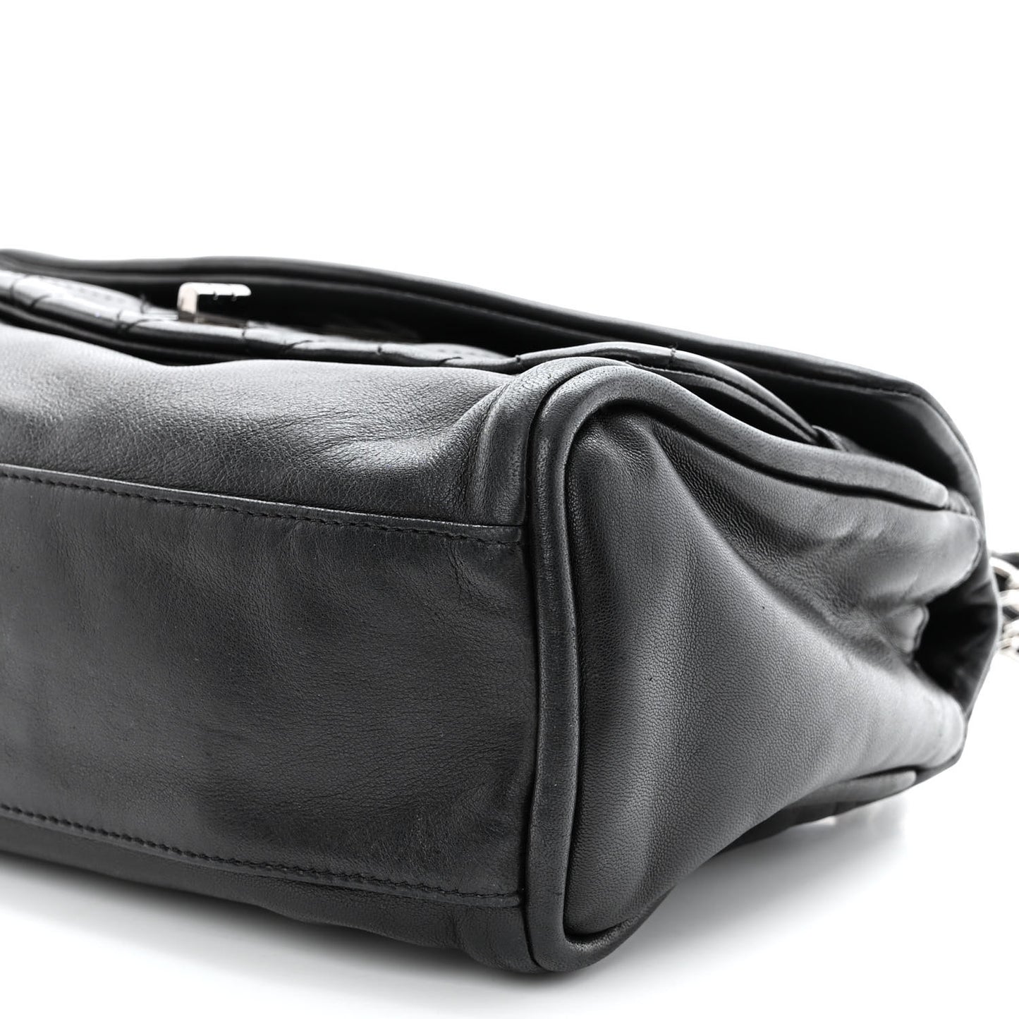 Lambskin Jumbo Mademoiselle Double Flap Black
