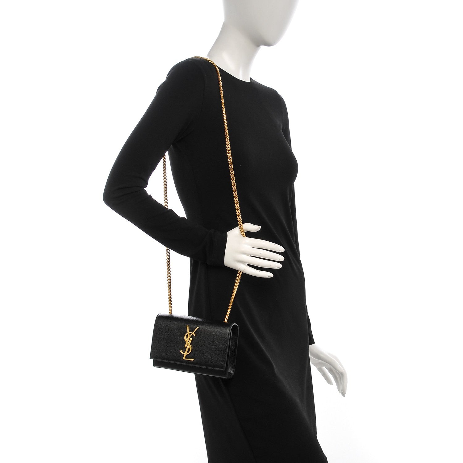 Saint Laurent Grain De Poudre Small Monogram Kate Satchel Black 2 of 7